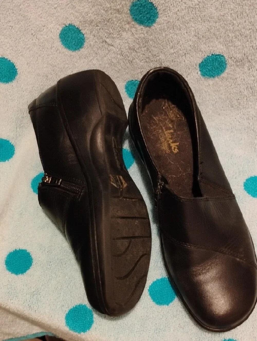 Clarks Women's Black Leather Slip-On Comfort Shoes